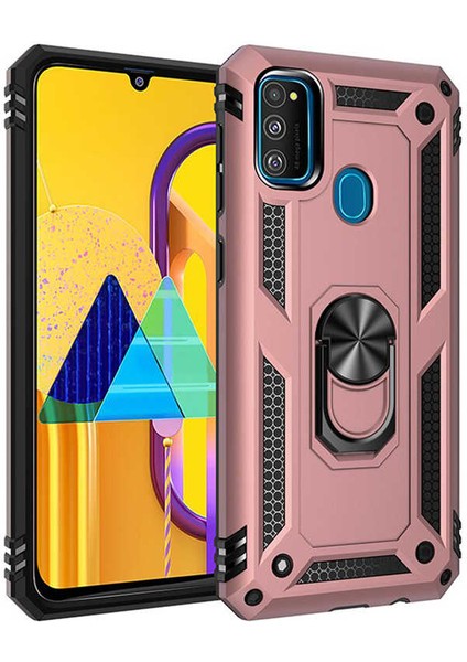 Samsung Galaxy M30S Kılıf Ultra Koruyan Yüzüklü Tank Stand Olan Mıknatıslı Voyotank