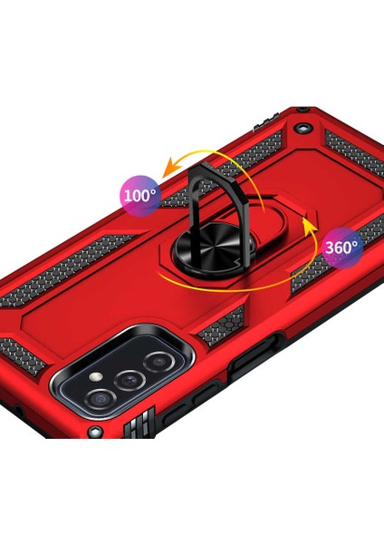 Samsung Galaxy M52 Kılıf Ultra Koruyan Yüzüklü Tank Stand Olan Mıknatıslı Voyotank