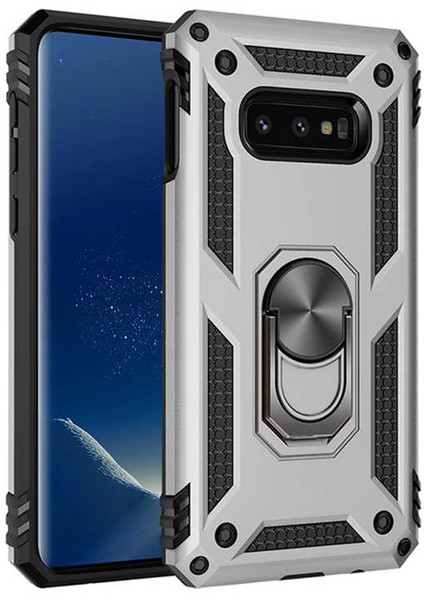 Samsung Galaxy S10E Kılıf Ultra Koruyan Yüzüklü Tank Stand Olan Mıknatıslı Voyotank