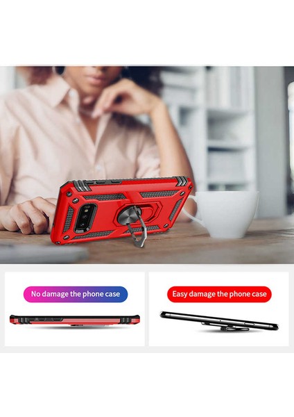 Samsung Galaxy S10E Kılıf Ultra Koruyan Yüzüklü Tank Stand Olan Mıknatıslı Voyotank