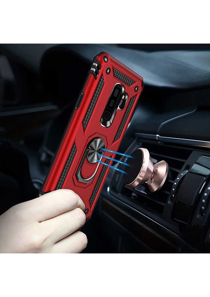 Samsung Galaxy S9 Plus Kılıf Ultra Koruyan Yüzüklü Tank Stand Olan Mıknatıslı Voyotank