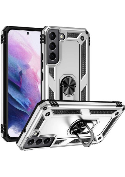Samsung Galaxy S22 Kılıf Ultra Koruyan Yüzüklü Tank Stand Olan Mıknatıslı Voyotank