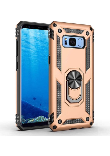 Samsung Galaxy S8 Kılıf Ultra Koruyan Yüzüklü Tank Stand Olan Mıknatıslı Voyotank
