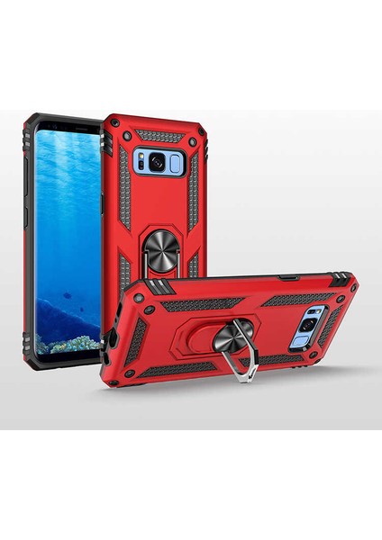 Samsung Galaxy S8 Kılıf Ultra Koruyan Yüzüklü Tank Stand Olan Mıknatıslı Voyotank