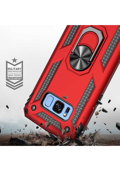 Samsung Galaxy S8 Kılıf Ultra Koruyan Yüzüklü Tank Stand Olan Mıknatıslı Voyotank