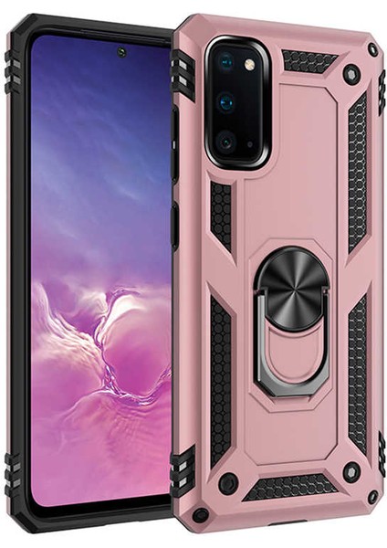 Samsung Galaxy S20 Kılıf Ultra Koruyan Yüzüklü Tank Stand Olan Mıknatıslı Voyotank