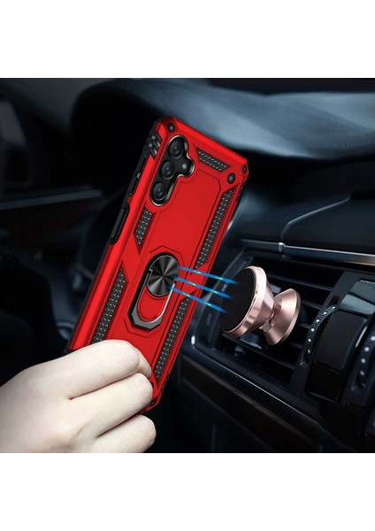 Samsung Galaxy A04S Kılıf Ultra Koruyan Yüzüklü Tank Stand Olan Mıknatıslı Voyotank