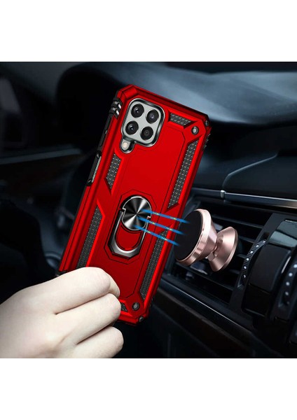 Samsung Galaxy M33 Kılıf Ultra Koruyan Yüzüklü Tank Stand Olan Mıknatıslı Voyotank