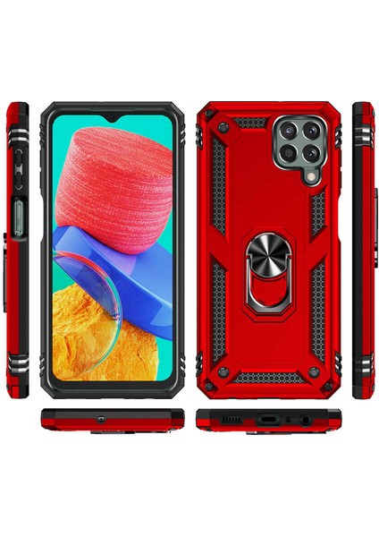 Samsung Galaxy M33 Kılıf Ultra Koruyan Yüzüklü Tank Stand Olan Mıknatıslı Voyotank