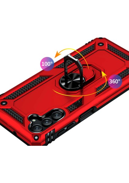 Samsung Galaxy A04S Kılıf Ultra Koruyan Yüzüklü Tank Stand Olan Mıknatıslı Voyotank