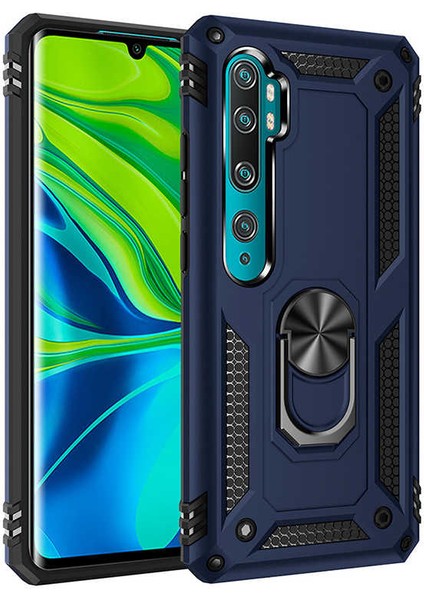 Xiaomi Mi Note 10 Kılıf Ultra Koruyan Yüzüklü Tank Stand Olan Mıknatıslı Voyotank