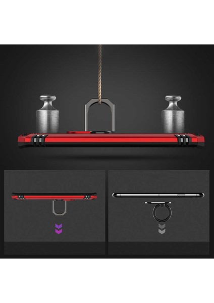 Xiaomi Mi Note 10 Kılıf Ultra Koruyan Yüzüklü Tank Stand Olan Mıknatıslı Voyotank