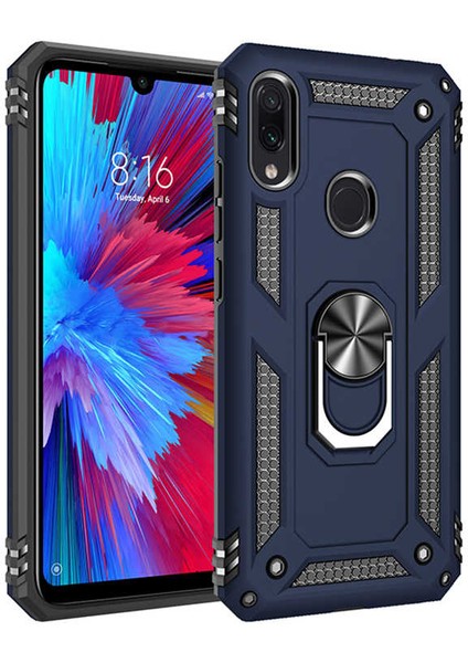 Xiaomi Redmi Note 7 Kılıf Ultra Koruyan Yüzüklü Tank Stand Olan Mıknatıslı Voyotank