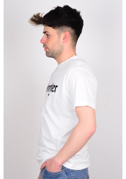 W211922102 Beyaz Önü Yazılı Bisiklet Yaka Erkek T-Shirt fiyatları