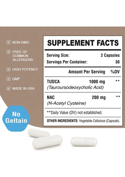 Tudca With Nac N-Acetyl Cysteine Powerfull Antioxidant Supplements For Liver Digestion modelleri