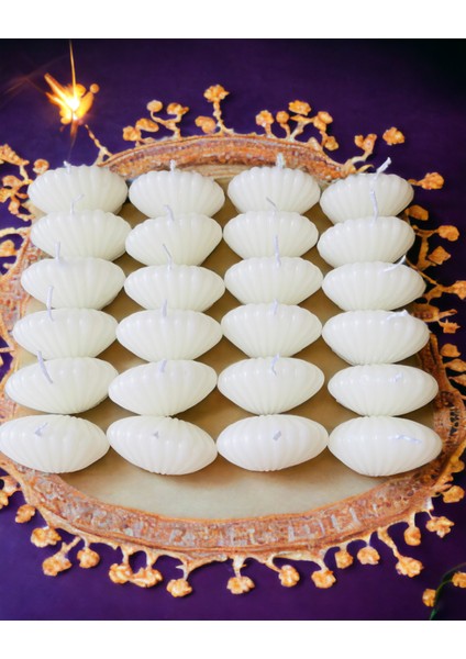 24 Adet Dekoratif Mini Istiridye Mum Seti