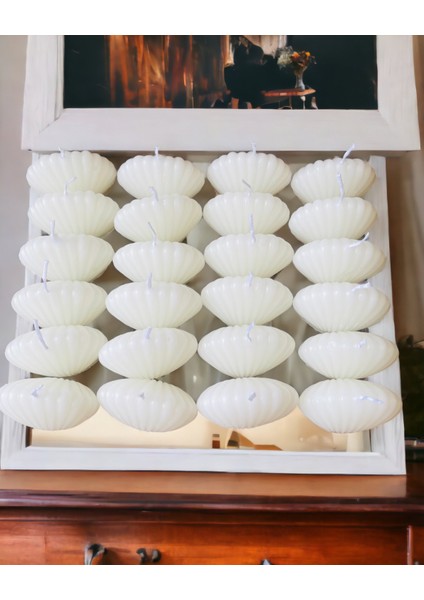 24 Adet Dekoratif Mini Istiridye Mum Seti