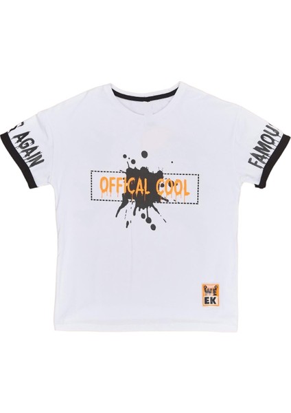 Erkek Çocuk Offical Yazı Desenli Arkası Resimli Çift Taraf Baskılı Oversize Tişört