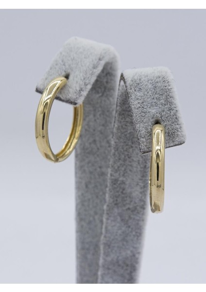 14 Ayar Altın Küpe Parlak Düzey Büyük Boy Klipsli Kadın Küpe A20210923064