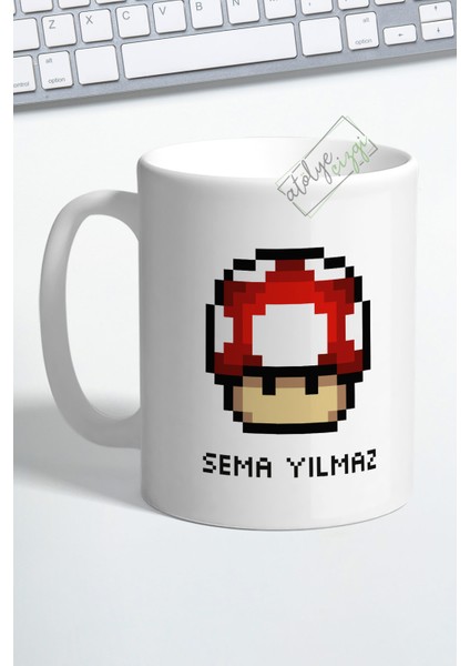 Atölye Çizgi Mario Mushroom Bilek Destekli Mouse Pad ve Kupa Bardak