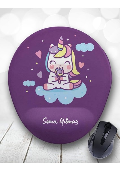 Atölye Çizgi Unicorn Sleepy Clouds Kişiye Özel Kupa Bardak ve Mouse Pad