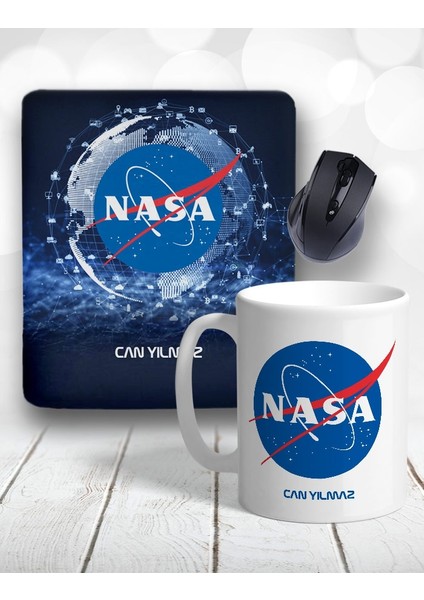 Atölye Çizgi Nasa Uzay Kişiye Özel Kupa Bardak ve Mouse Pad