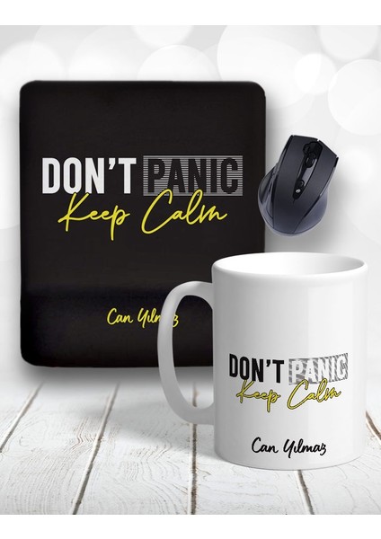 Atölye Çizgi Don’t Panic Keep Calm Kupa Bardak ve Mouse Pad