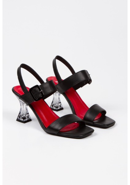 Tek Bant Şeffaf Topuk Tokalı Kadın Topuklu Ayakkabı modelleri