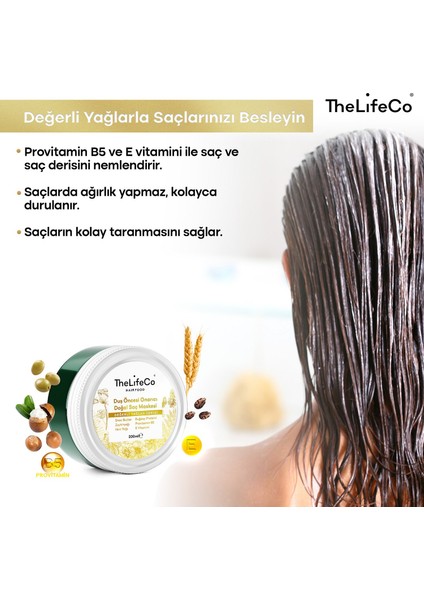 Thelifeco Hairfood Değerli Yağlar Serisi Duş Öncesi Onarıcı Doğal Saç Maskesi 200 ml