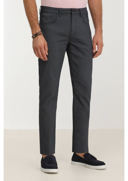 Lacivert Dokuma Slim Fit Casual Pamuk Karışımlı Pantolon fiyatları