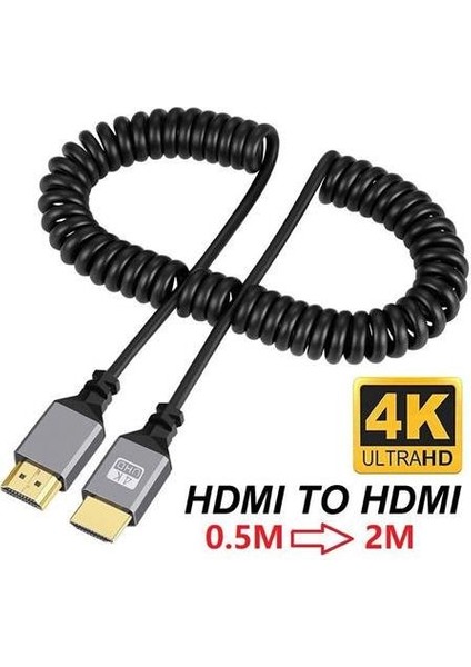 HDMI Spiral Yaylı Uzayabilen Fullhd 4K 60Hz UHD Kablo (0.5-2 Metre)