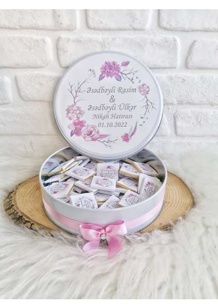 200 Adet Pembe Çiçek Temalı Nikah/Söz Hatırası Isme Özel Hediyelik Cikolata fırsatları