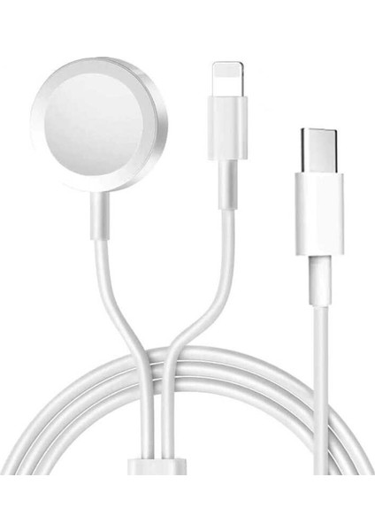 Iphone Için Type-C-Lighting Sarj Kablosu+Akıllı Saat Kablosuz Şarj Aleti 2+1-Watch Se/7/6/5/4/3/2/1 fiyatları