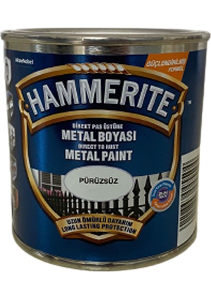 Hammerite Direkt Pas Üstü Düz Metal Boyası Siyah 250 ml