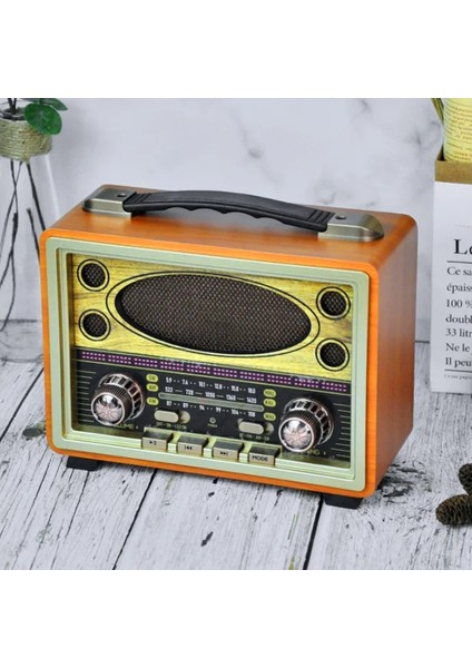 M-2027BT Taşınabilir Eskitme Radyo Fm Am Sw USB Tf Aux Destekli Vintage Bluetooth Hoparlör