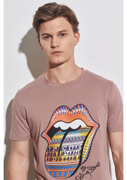 Loose Fit Rahat Kesim Pamuk Bisiklet Yaka Camel Tişört fiyatları