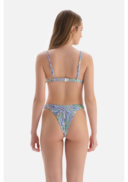 Lila - Yeşil Üçgen Küçük Bikini Üst