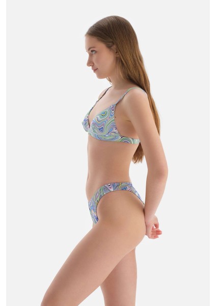 Lila - Yeşil Üçgen Küçük Bikini Üst