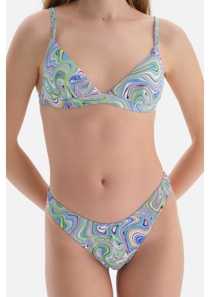 Lila - Yeşil Üçgen Küçük Bikini Üst
