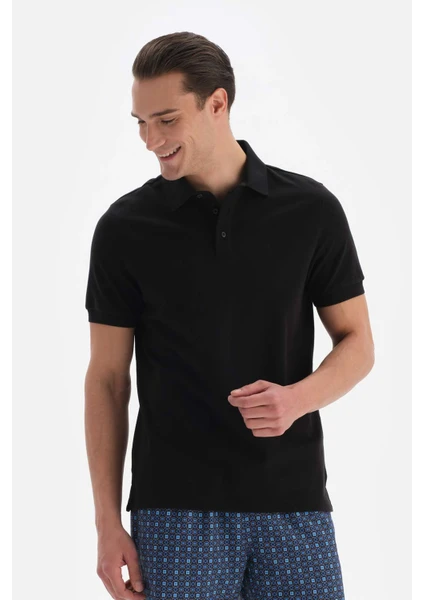 Siyah Pike Polo Yaka Tişört