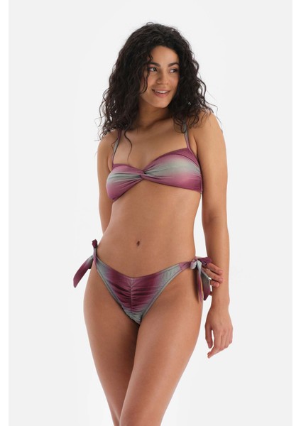 Bordo - Yeşil Üçgen Geniş Bikini Üst