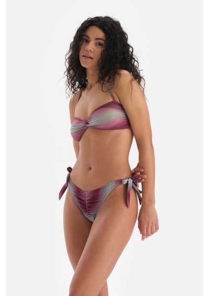 Bordo - Yeşil Üçgen Geniş Bikini Üst