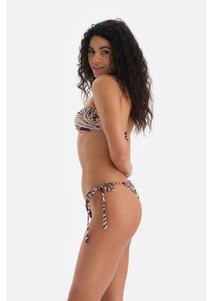 Bordo-Ekru Straplez Bikini Üst modelleri