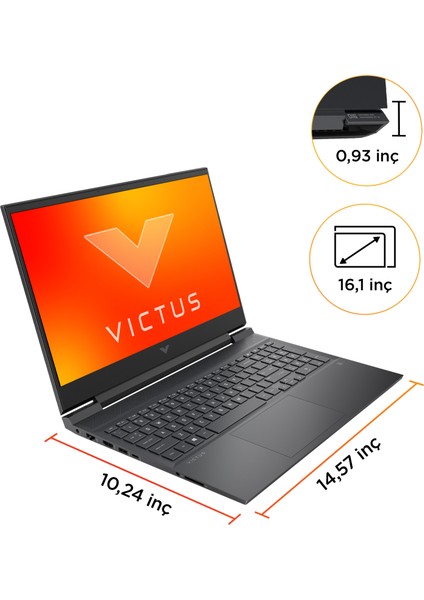 Victus 16-D1047NT Intel Core i5 12500H 8GB Ddr5 512GB SSD RTX3050Ti 16.1" FHD 144Hz Freedos Taşınabilir Bilgisayar 68P32EA