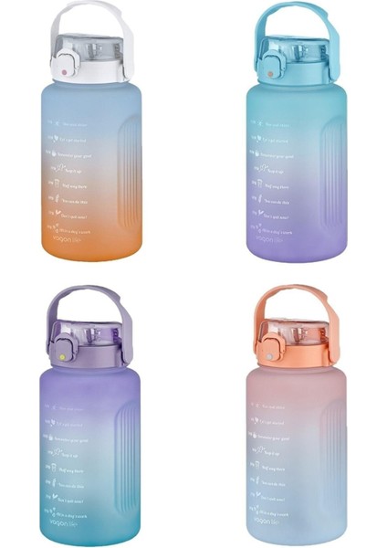 2000 ml Pipetli ve Pipetsiz Kullanım Kulplu Çift Renk Motivasyon Matarası Sticker fırsatları