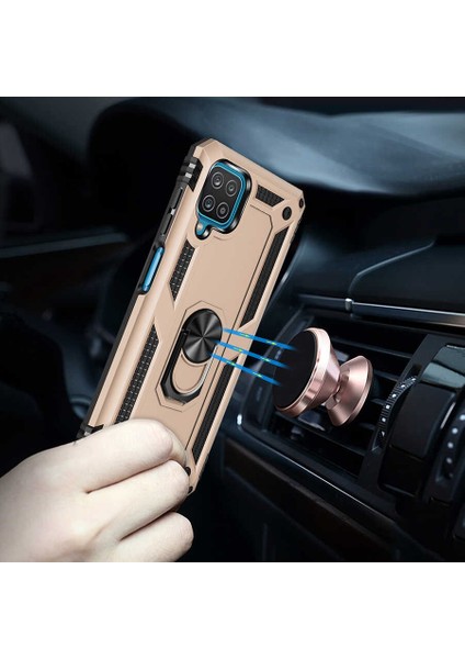 Samsung Galaxy A22 4g Kılıf Ultra Koruyan Yüzüklü Tank Stand Olan Mıknatıslı Voyotank