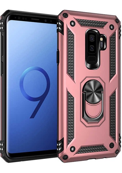 Samsung Galaxy S9 Plus Kılıf Ultra Koruyan Yüzüklü Tank Stand Olan Mıknatıslı Voyotank