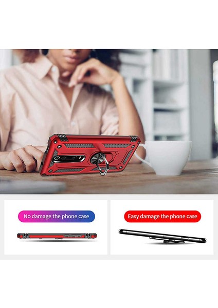Xiaomi Mi 9t Kılıf Ultra Koruyan Yüzüklü Tank Stand Olan Mıknatıslı Voyotank