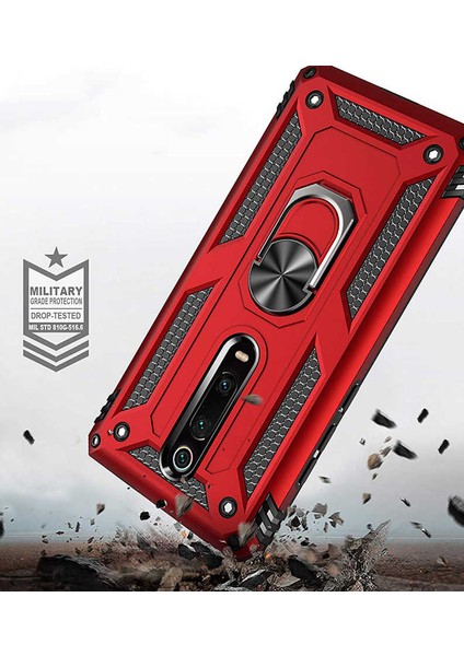 Xiaomi Mi 9t Kılıf Ultra Koruyan Yüzüklü Tank Stand Olan Mıknatıslı Voyotank