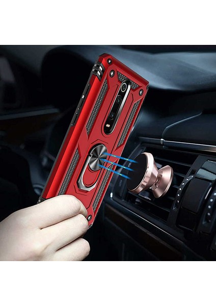 Xiaomi Mi 9t Kılıf Ultra Koruyan Yüzüklü Tank Stand Olan Mıknatıslı Voyotank